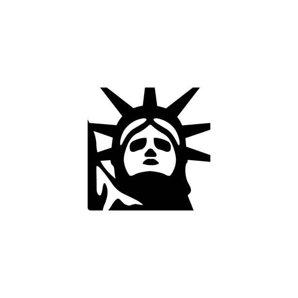 ilustrações, clipart, desenhos animados e ícones de ícone vetorial da estátua da liberdade. emoji plano da estátua da liberdade isolada, símbolo emoticon - vetor - statue of liberty new york city statue usa