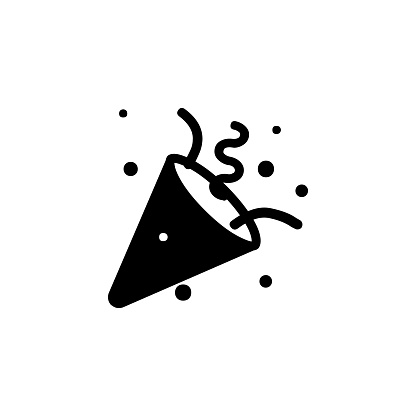Party popper vector icon. Isolated party popper, confetti flat emoji, emoticon symbol - Vector