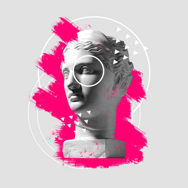 istock Contemporary art collage with antique statue head in a surreal style. 1292919245