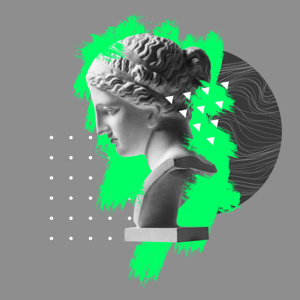 istock Contemporary art collage with antique statue head in a surreal style. 1292919249