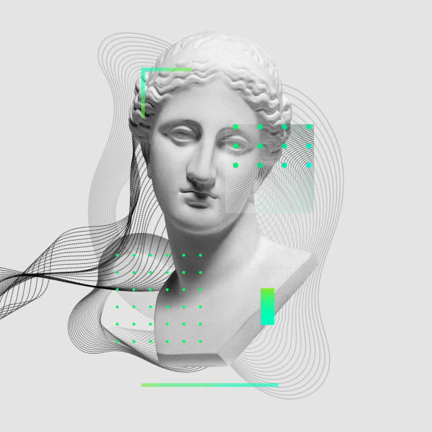 istock Contemporary art collage with antique statue head in a surreal style. 1292919272