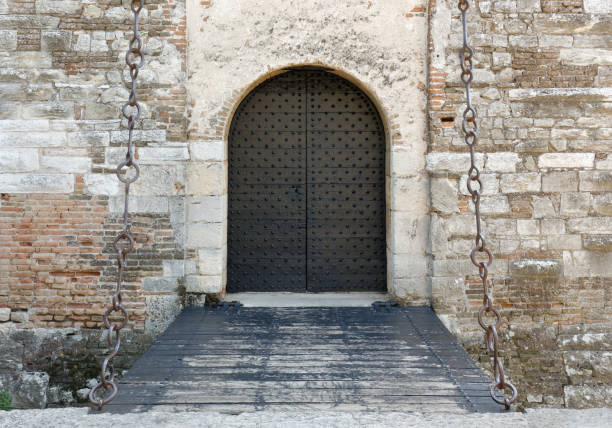 Main Entrance of Castle of Soave stock photo