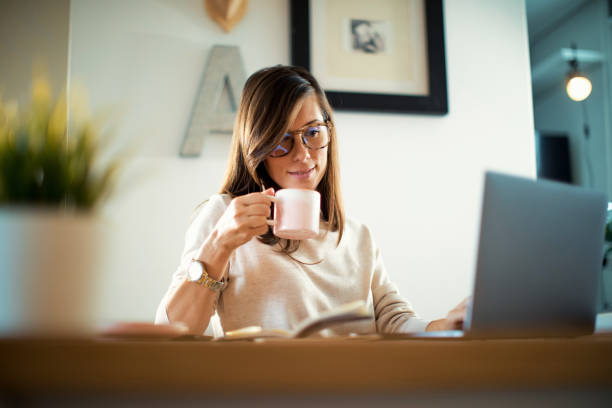 istock Young women working at home stock photo 1292922021