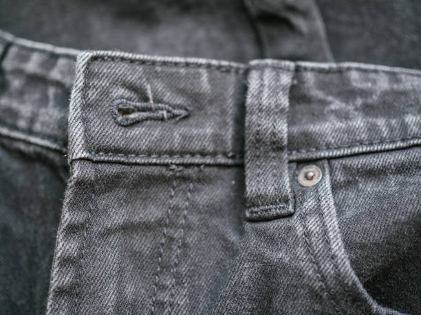 istock Black jeans, denim with fashion design stitching 1292922325