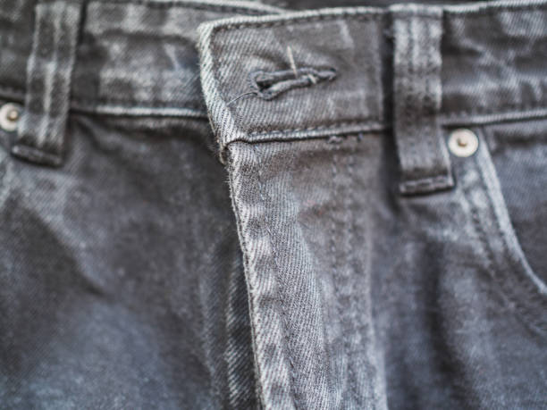 istock Black jeans, denim with fashion design stitching 1292922371