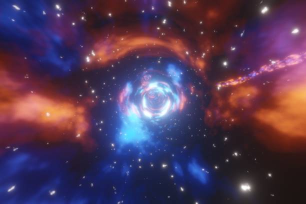 istock Abstract Sci-fi futuristic Alien Space Glowing Lights Wormhole speed tunnel 3D rendering 1292923595