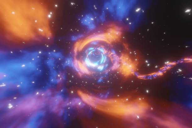 istock Abstract Sci-fi futuristic Alien Space Glowing Lights Wormhole speed tunnel 3D rendering 1292923597