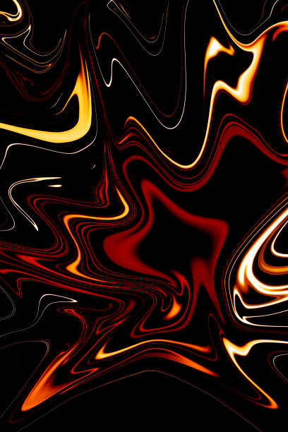 istock Sinuous texture of warm colours. Abstract forms of bright colours on a black background. Painting diluted. 1292926549