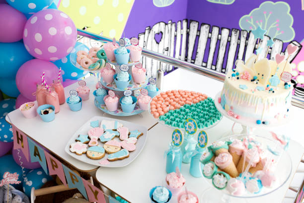 istock Sweet table set at baby shower party 1292930493