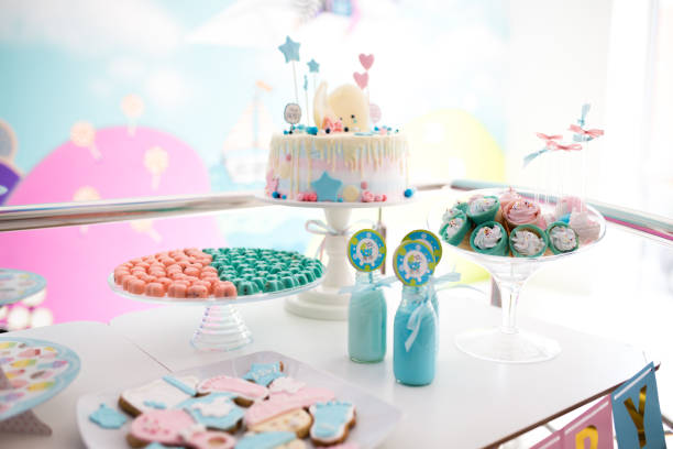 istock Sweet table set at baby shower party 1292930501