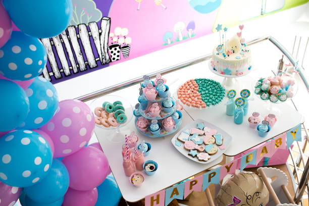 istock Sweet table set at baby shower party 1292930507
