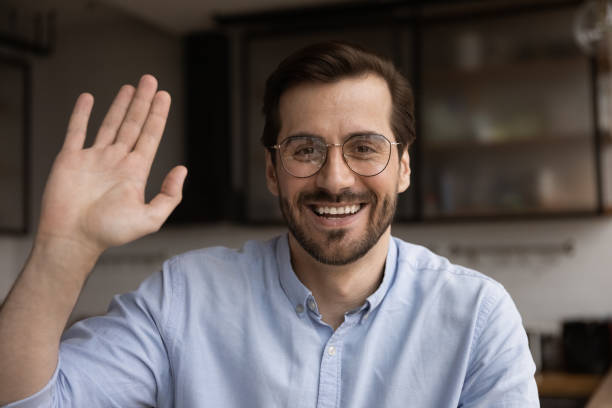 istock Profile picture of happy man talk on video call 1292931055