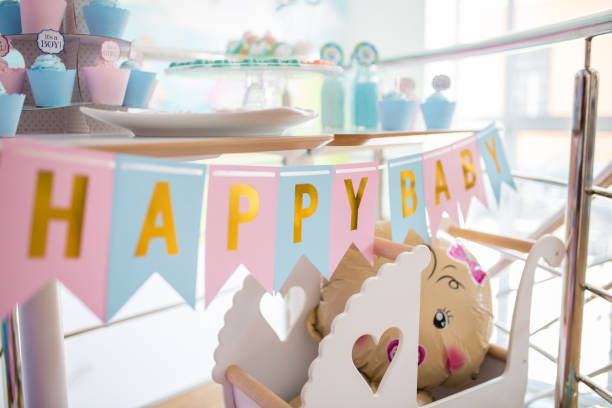 istock Sweet table set at baby shower party 1292931301