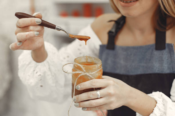 istock Woman decorated with nuts chocolate cake 1292939711