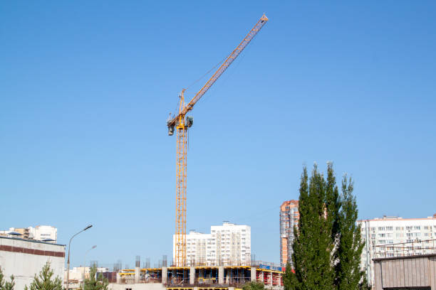 istock example of point construction in a residential area. crane on th 1292944663