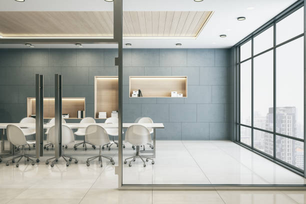 istock Light wooden conference room 1292947811