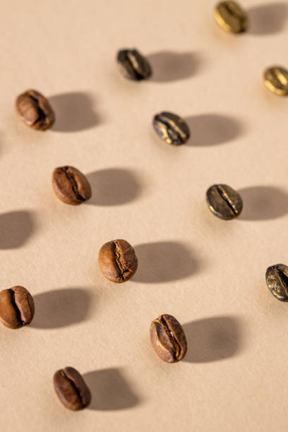 istock Close up of the coffee beans laid down in order 1292950733