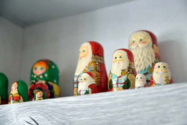 Russian Matryoshka (nesting) doll sets on shelf