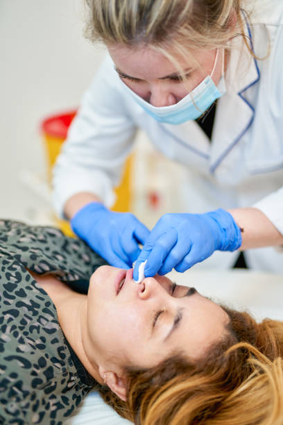 istock Cosmetic botox injection in the female face 1292957955
