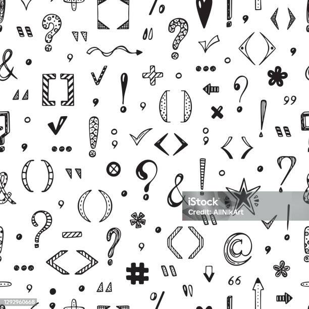 Punctuation Patterns Free Punctuation Marks Vector Seamless Pattern Hand Drawn Doodle Question ...
