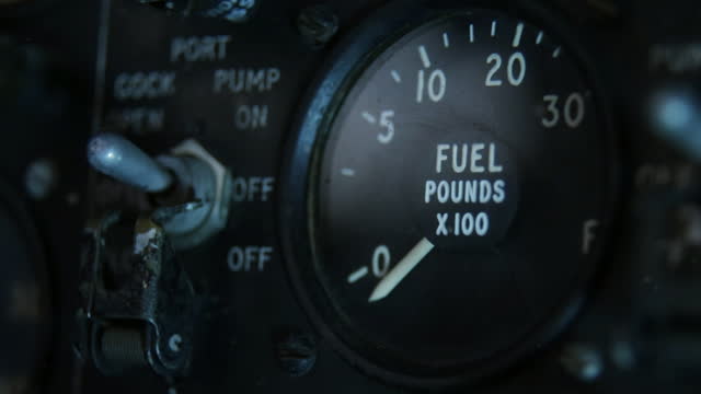 Fuel Gauge inside an Old Bomber.