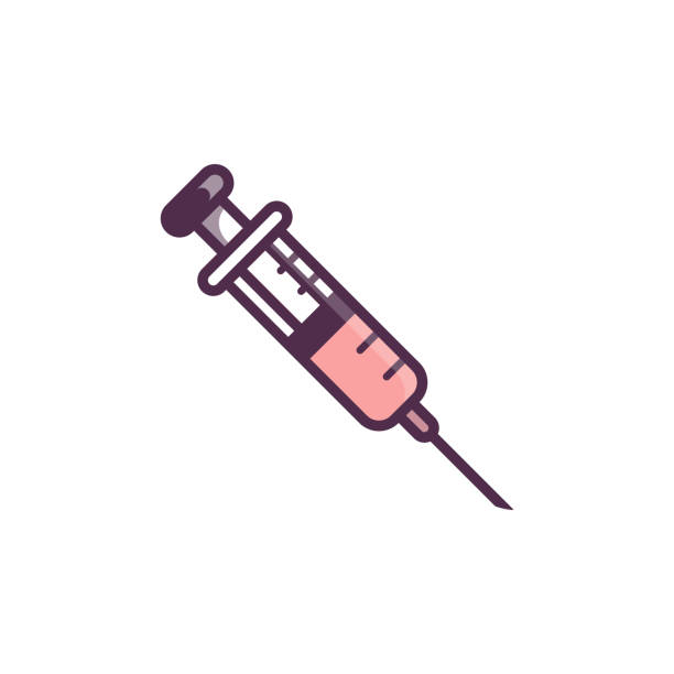 ワクチンアイコン付き注射器 - 注射する点のイラスト素材／クリップアート素材／マンガ素材／アイコン素材