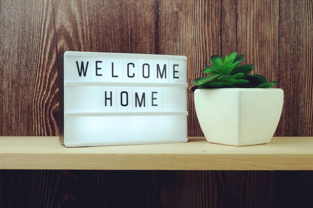 istock Welcome Home word in light box on wooden background 1292985288