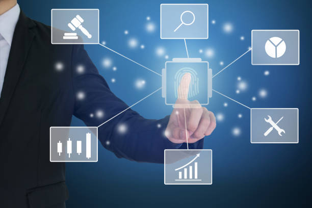 istock Business people hitting big data new technology and business process strategy 1292988628
