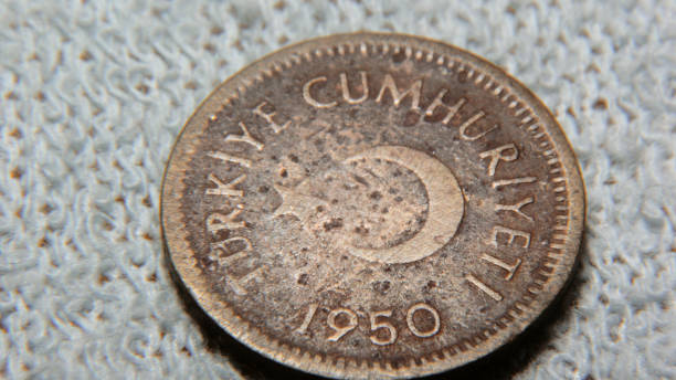 istock Collection of old metal coins from various countries ( turkish coin) 1292990064