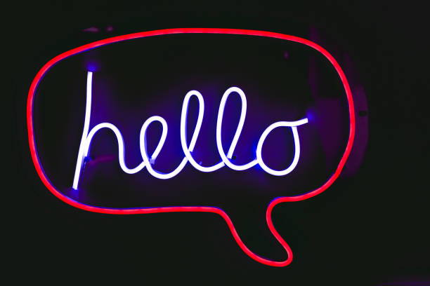 istock Neon night light greeting word sign text 
