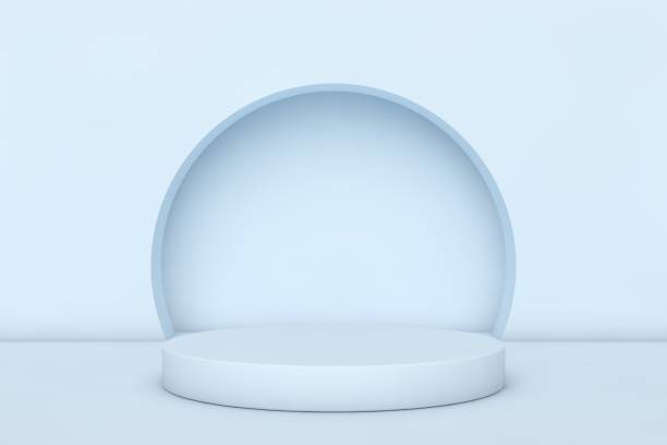 istock 3D Blue Stands On Blue Background, Product Stand, Blank Scene 1292990957