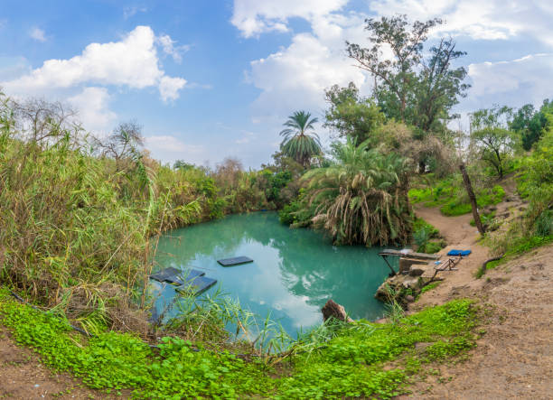 A Yehuda (Yehuda spring), in Kibbutz A HaNatziv View of Ein Yehuda (Yehuda spring), in Kibbutz Ein HaNatziv, Bet Shean Valley, Northern Israel beit she'an stock pictures, royalty-free photos & images