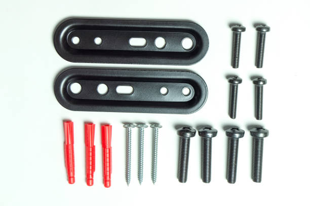 istock Various metal bolts, plates, plastic dowels 1293002579