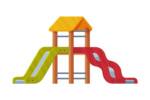 istock Colorful Wooden Slide with Ladder on Playground Vector Illustration 1293003391