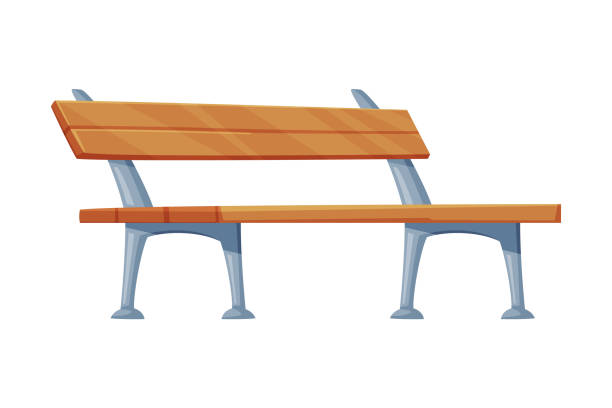 istock Wooden Bench as Long Seat in Public Area Vector Illustration 1293003418