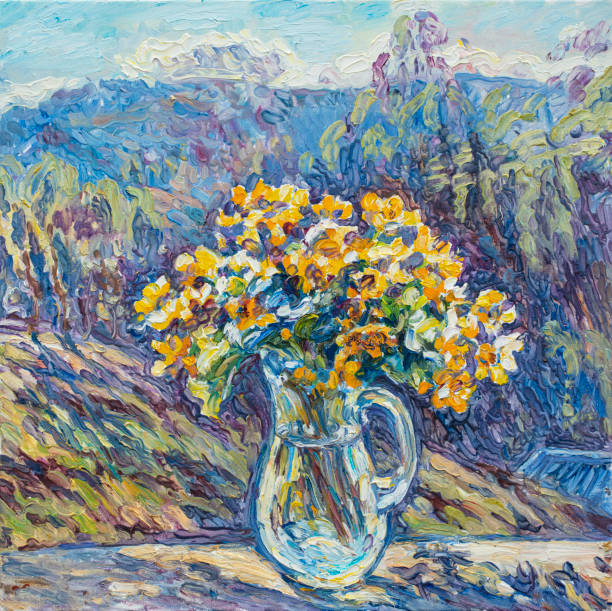 istock flowers, still life, oil painting, handmade drawing 1293004725