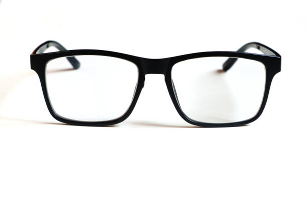 istock Transparent glasses, black frame  isolated on a white background. 1293011997