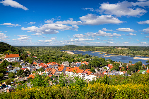 Vacations in Poland - Aerial view of Kazimierz Dolny and Vistula river