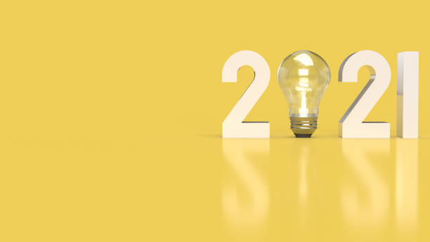 istock The number 2021 and Light bulb on yellow background 3d rendering. 1293012827