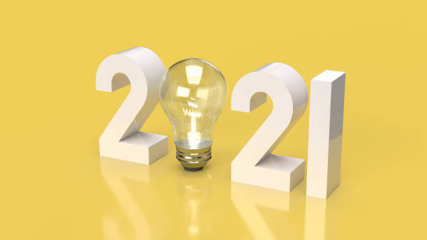 istock The number 2021 and Light bulb on yellow background 3d rendering. 1293012834