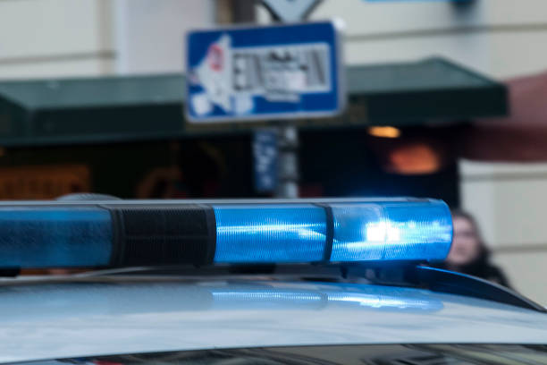 istock Blue light signal on a police car 1293017723