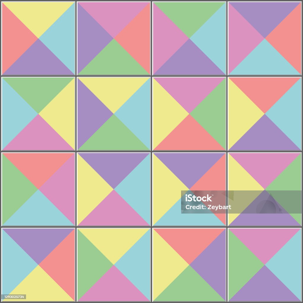 Three Colour Tile Pattern Triangular Colorful Tiles Floor Vector Seamless Pattern Ceramic Texture ...