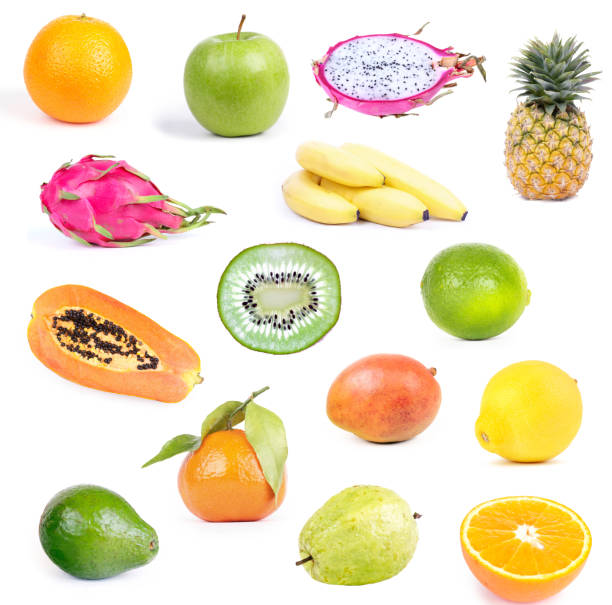 istock Set of defferent fruits isolated on white background 1293028003