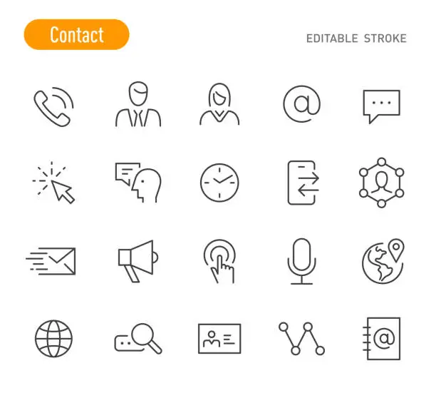 Vector illustration of Contact Icon - Line Series - Editable Stroke