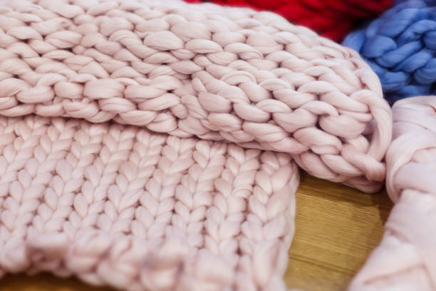 istock Merino wool handmade knitted large blanket 1293033529