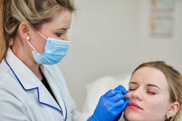 istock Cosmetic botox injection in the female face 1293034219