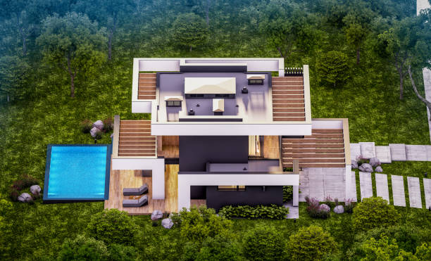 istock 3d rendering of modern house in luxurious style in evening 1293036271