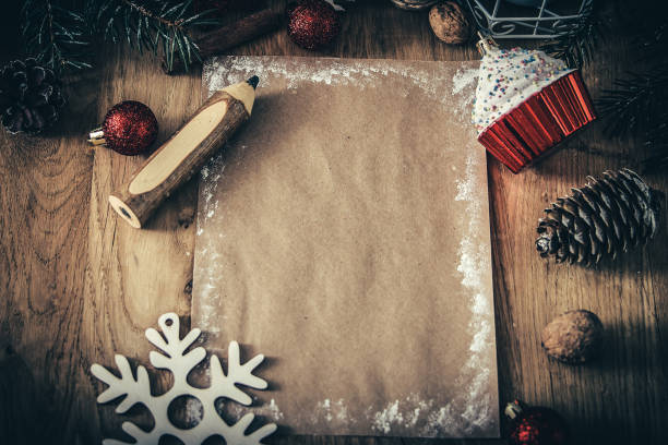 istock greeting card and pencil in the Christmas background 1293037414