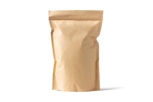istock Standing Empty design Pouch Bag Mockup on white isolated  with clipping path 1293038636