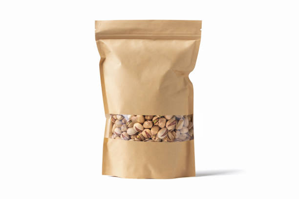 istock Standing Empty design Pouch Bag pistachio  Mockup on white isolated  with clipping path 1293038641